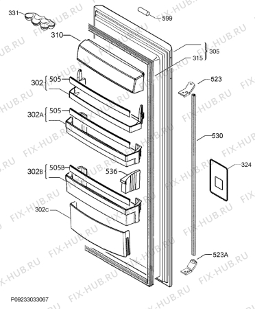 Взрыв-схема холодильника Aeg S74000KMX0 - Схема узла Door 003